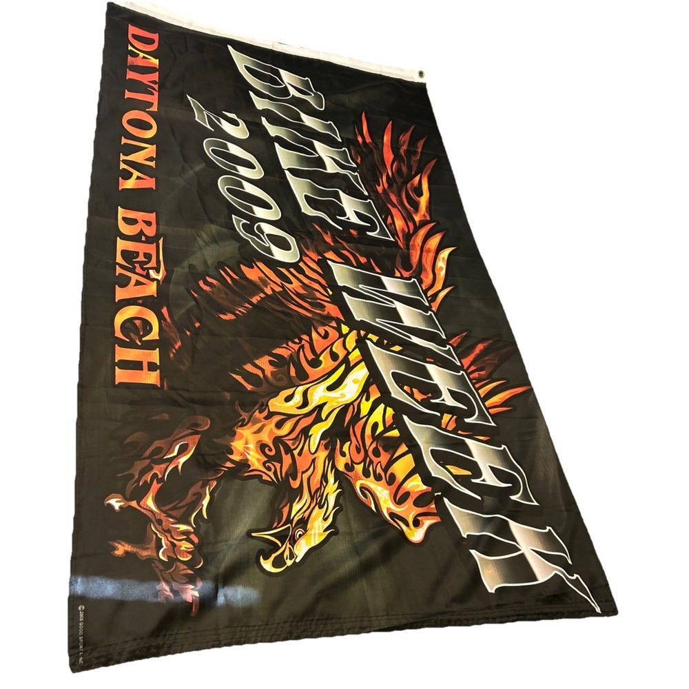 Vintage 2009 Daytona Beach Bike‎ Week Flaming Eagle Motorcycle Rally Flag 35x60